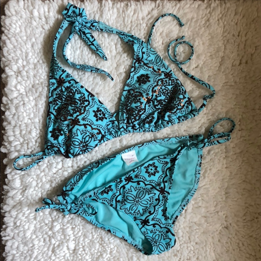 Xhilaration paisley bikini. Teal & Brown. NWOT.